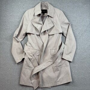 Banana Republic Factory‎ Soft Trench Coat Belt Closure Light Gray Lined Size XS